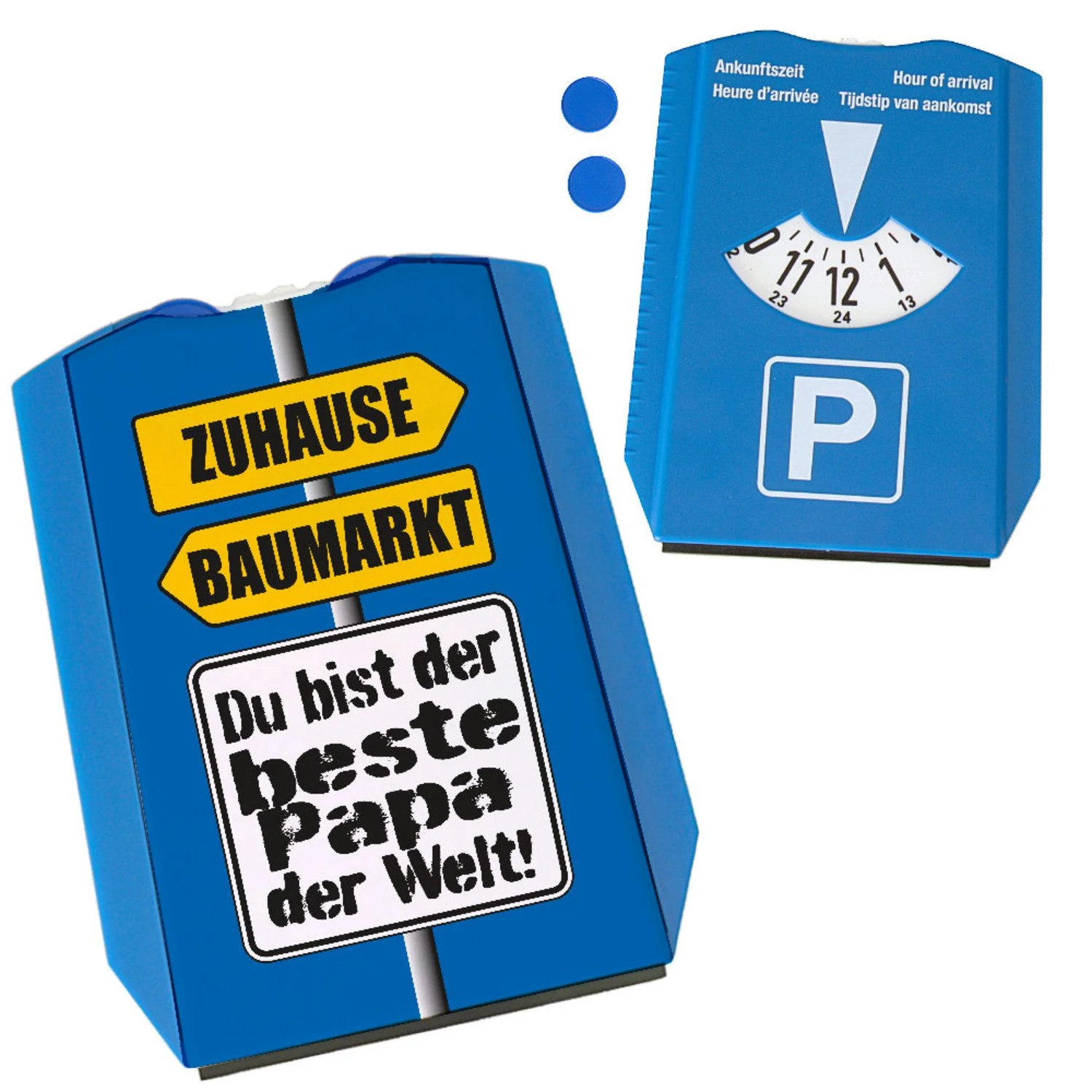 Parkscheibe „Der beste Papa der Welt“ – Spruch: Zuhause und im Baumarkt, 15×12 cm